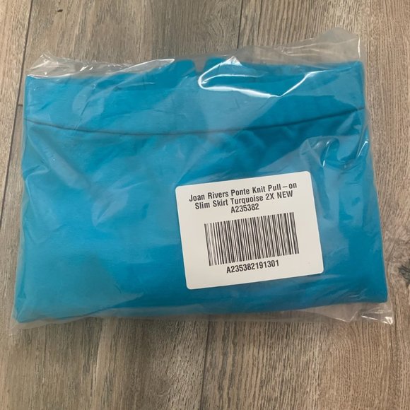 NWT JOAN RIVERS PONTE PULL-ON TURQUOISE SKIRT 2X - Picture 9 of 10